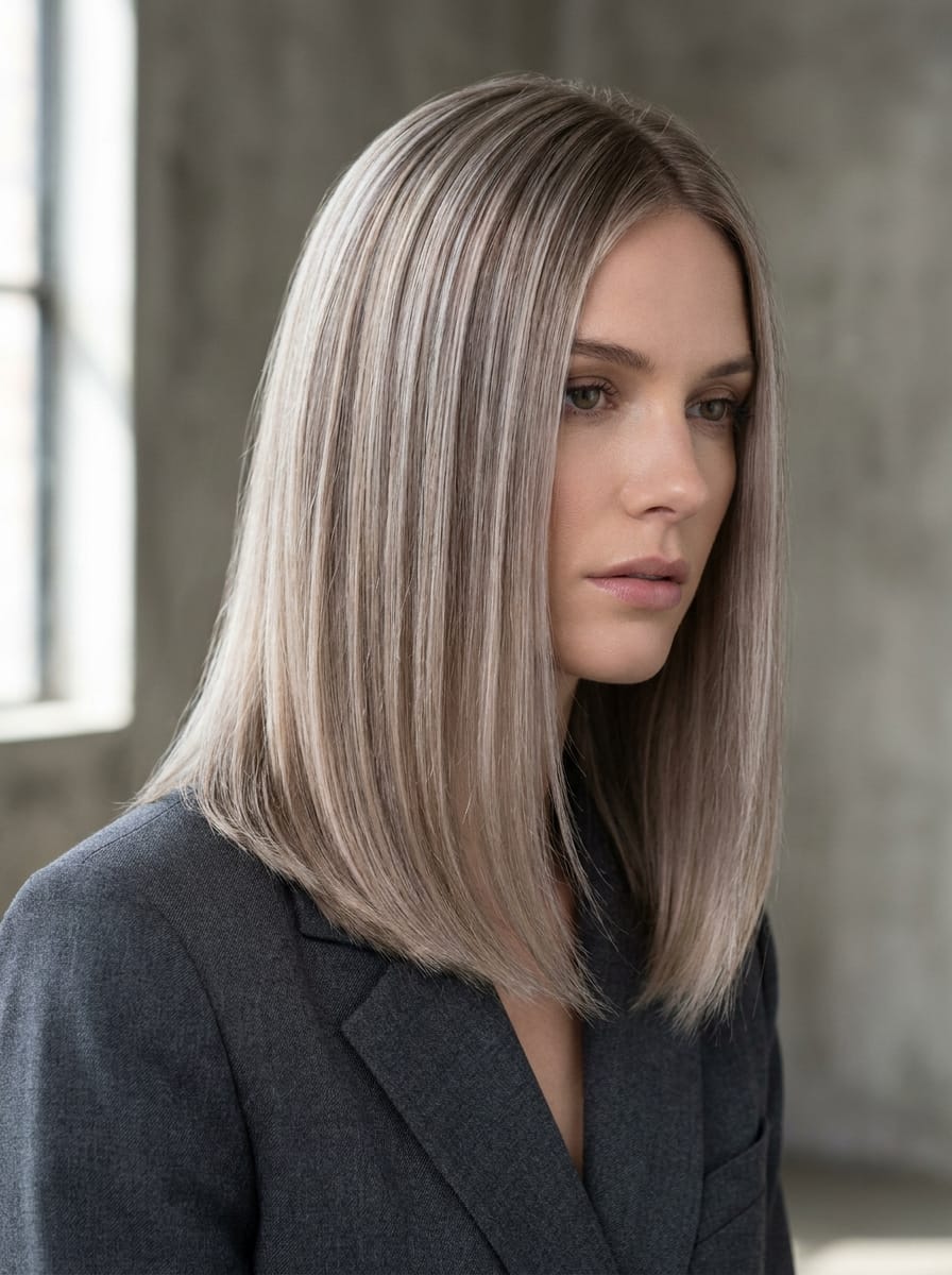 Kühles blondes Balayage mit feinen Highlights - Blondes Balayage